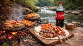 باربیکیو سنگی در دل طبیعت: تجربه طعم بره و سیب‌زمینی سرخ‌کرده