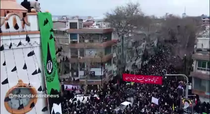 تصویر هوایی از راهپیمایی روز قدس از سیل جمیعت به میادان آمده در ساری