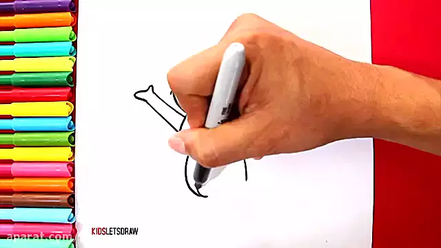 آموزش نقاشی به کودکان: ترسیم دخترکی خوشحال و رنگارنگ