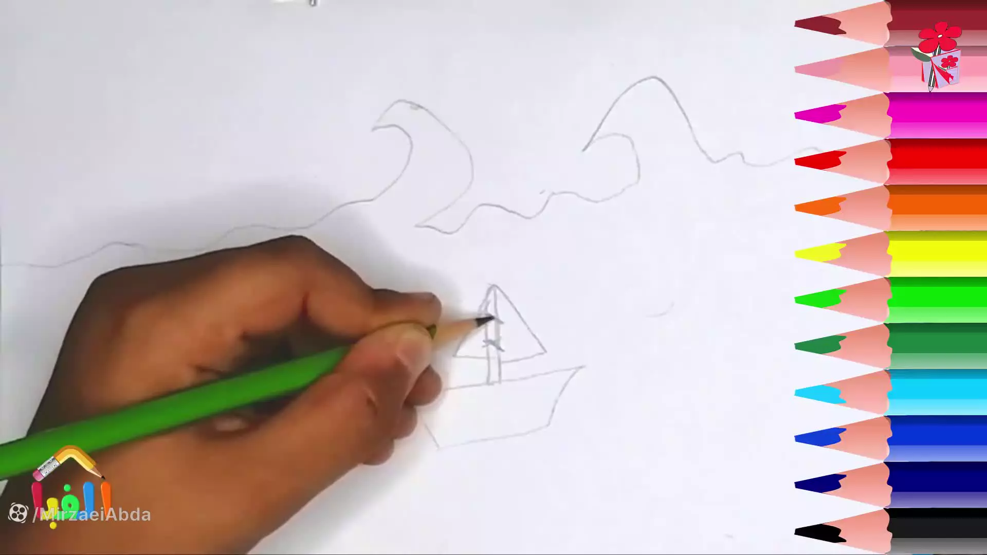نقاشی دریا با حروف الفبای فارسی: مرحله به مرحله با د!