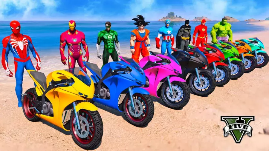 کارتون مرد عنکبوتی جدید از موتور و ماشین سواری اسپایدرمن در رمپ آسمانی خفن GTA5
